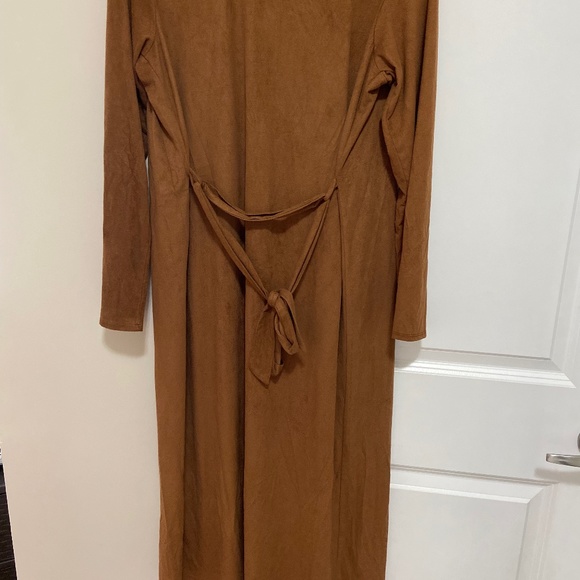 Brown Suede Belted Maxi Long Cardigan (Size X-Small) - Picture 2 of 2
